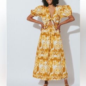 CLEOBELLA SADIE ANKLE DRESS YELLOW WATERCOLOR SMALL